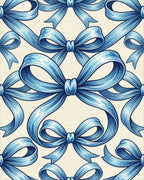 Elegant Blue Bow Ribbon Garland Rug - Cutout View