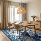 Elegant Blue White Vase Pine Rug - Dining Room View