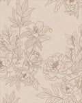 Elegant Blush Peony Botanical Illustration Rug - Cutout View