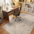 Elegant Blush Peony Botanical Illustration Rug Office View