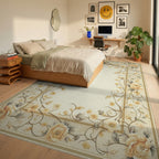 Elegant Botanical Floral Vine Design Rug - Bedroom View