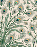 Elegant Emerald Peacock Feather Arrangement Rug - Cutout View