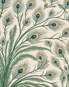 Elegant Emerald Peacock Feather Arrangement Rug - Cutout View