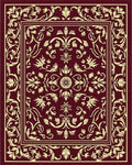Elegant Floral Bordered Burgundy Design Rug - Cutout View