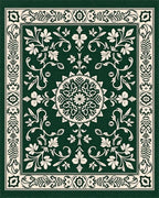 Elegant Floral Medallion Border Design Rug - Cutout View