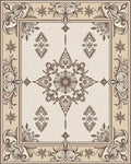 Elegant Floral Medallion Border Design Rug - Cutout View