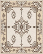 Elegant Floral Medallion Border Design Rug - Cutout View