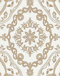 Elegant Floral Scrollwork Brown Tan Pattern Rug - Cutout View