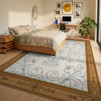 Elegant Floral Scrollwork Medallion Rug - Bedroom View