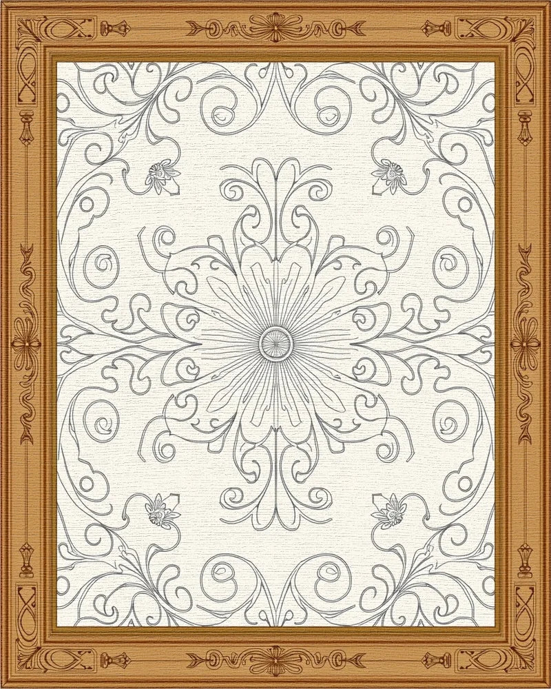 Elegant Floral Scrollwork Medallion Rug - Cutout View
