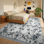 Elegant Floral Scrollwork Pattern Rug - Bedroom View