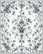 Elegant Floral Scrollwork Pattern Rug - Cutout View