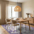 Elegant Floral Swirls and Petals Design Rug - Dining Room View