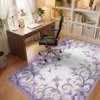 Elegant Floral Swirls and Petals Design Rug - Office View