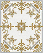 Elegant Gold Sunburst Scrollwork Rug - Cutout View