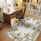 Elegant Gold Sunburst Scrollwork Rug Office View
