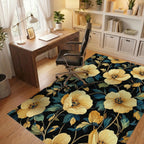 Elegant Golden Poppy Navy Rug Office View