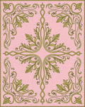 Elegant Green Leaf Scrollwork Pattern Rug - Cutout View