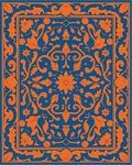 Elegant Orange Floral Damask Design Rug - Cutout View