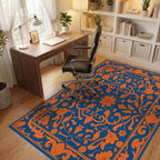 Elegant Orange Floral Damask Design Rug Office View