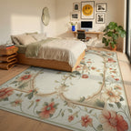 Elegant Ornate Floral Frame Rug - Bedroom View