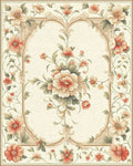 Elegant Ornate Floral Frame Rug - Cutout View