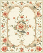 Elegant Ornate Floral Frame Rug - Cutout View