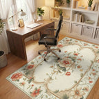 Elegant Ornate Floral Frame Rug - Office View