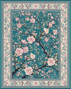 Elegant Pink Blossom Branch Artwork Rug - Cutout View