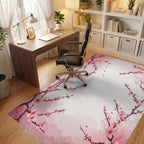 Elegant Pink Cherry Blossom Branches Rug - Office View