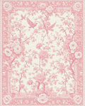 Elegant Pink Rose Birds Rug - Cutout View