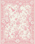 Elegant Pink Rose Birds Rug - Cutout View