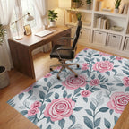 Elegant Pink Rose Floral Pattern Rug Office View