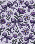 Elegant Purple Floral Ribbon Illustration Rug - Cutout View