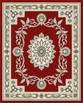 Elegant Red Floral Mandala Pattern Rug - Cutout View