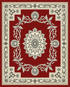 Elegant Red Floral Mandala Pattern Rug - Cutout View