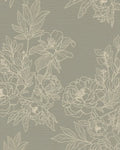 Elegant Sage and Ivory Floral Illustration Rug - Cutout View