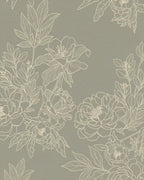 Elegant Sage and Ivory Floral Illustration Rug - Cutout View