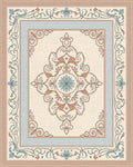 Elegant Sage and Peach Floral Medallion Rug - Cutout View