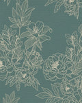 Elegant Sage Green Peony Botanical Illustration Rug - Cutout View
