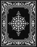 Elegant White Mandala Black Frame Rug - Cutout View