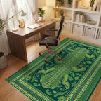 Emerald Alligator Tribal Frame Rug - Office View