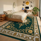 Emerald Botanical Floral Medallion Rug Bedroom View