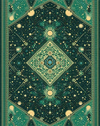 Emerald Celestial Geometric Diamond Rug - Cutout View