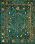 Emerald Celestial Map Ancient Parchment Rug - Cutout View