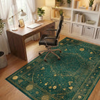 Emerald Celestial Map Ancient Parchment Rug - Office View