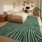 Emerald Cream Organic Flow Rug Bedroom View
