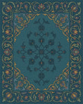Emerald Floral Medallion Border Rug - Cutout View