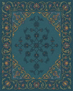 Emerald Floral Medallion Border Rug - Cutout View