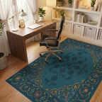 Emerald Floral Medallion Border Rug Office View